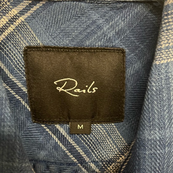 RAILS Button-up Shirt, Size Medium in Blue Plaid Lyocell Relaxed Comfy Boyfriend - Picture 5 of 8